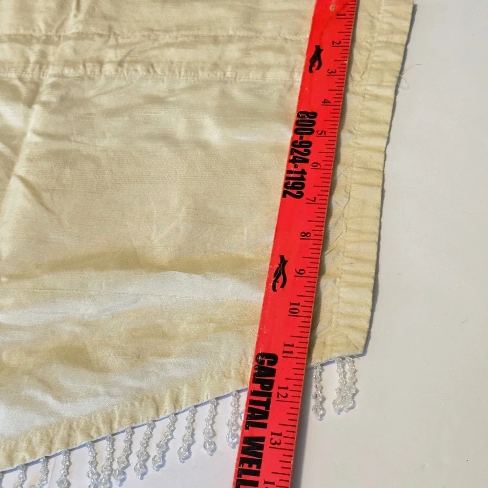 Champagne Silk Blend Beaded Fringe Pointed Window Valance 38